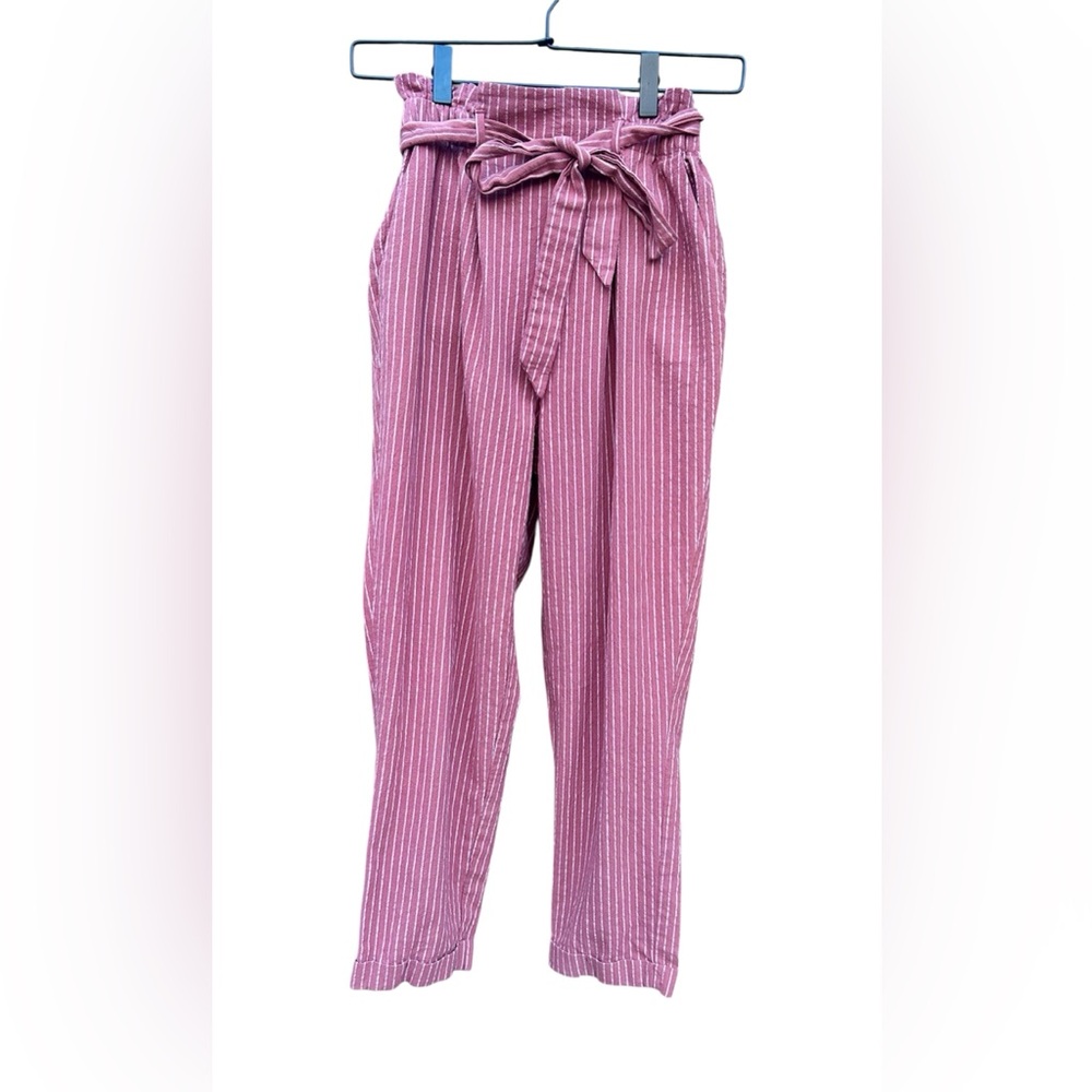Sienna Sky Pinstripe Pants Paper Bag Trousers Sz. XS